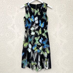 Ted Baker London Black Butterfly Print Pleated Dress